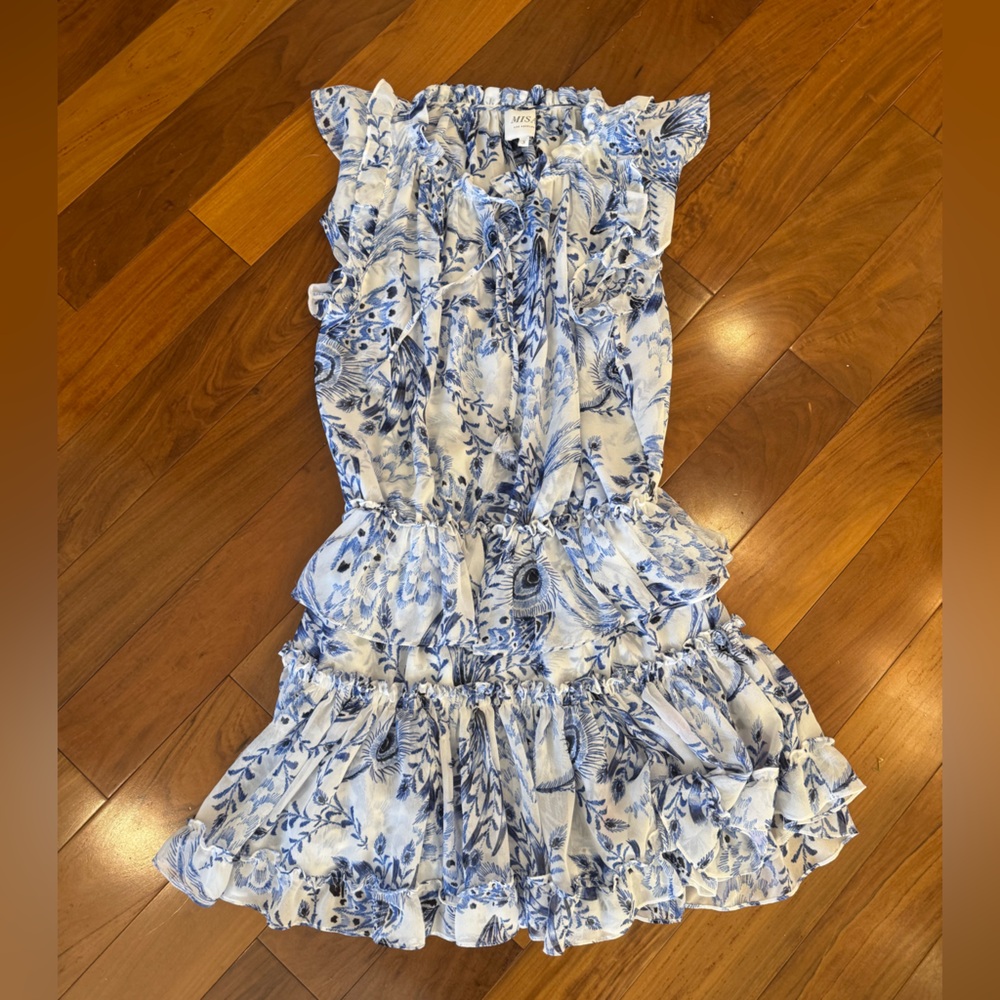 Misa Los Angeles Blue and White dress